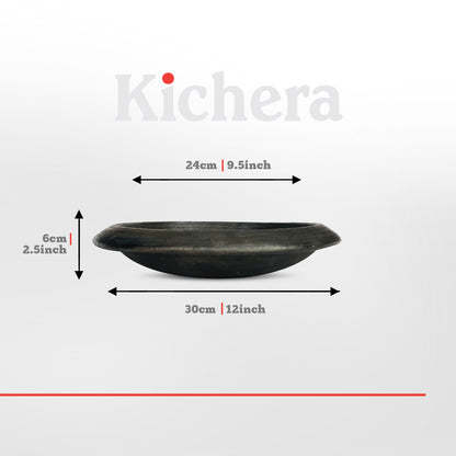 Kichera 9.5 Inch Black Clay Tawa – Natural Earthen Pan for Appam, Pathiri & Frying