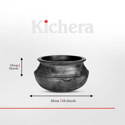 Kichera Black Unglazed Clay Pot – Earthen Kadai & Mud Handi