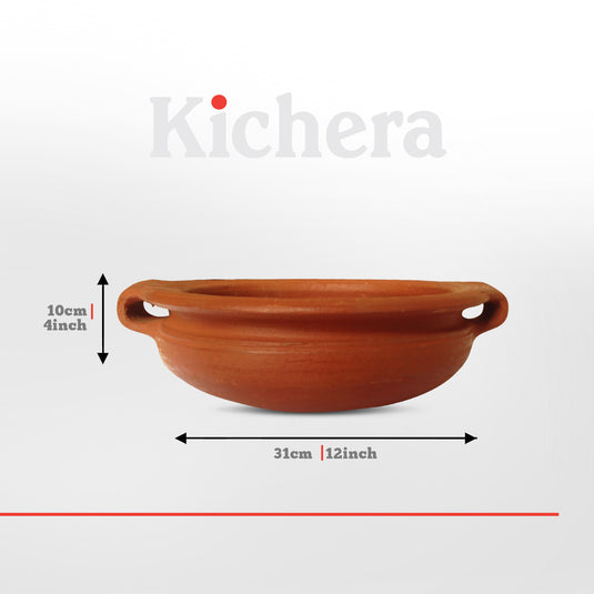 Kichera Unglazed Clay Pottery Mud Pot/Earthen Handi for Cooking & Serving