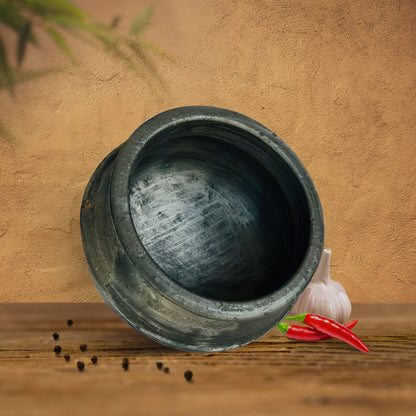 Kichera Black Unglazed Clay Pot – Earthen Kadai & Mud Handi