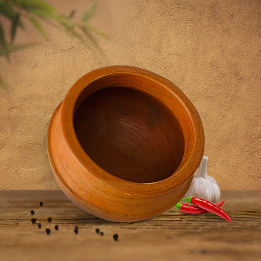 Kichera Unglazed Clay Pot for Cooking & Serving Red Earthen Kadai/Mud Handi