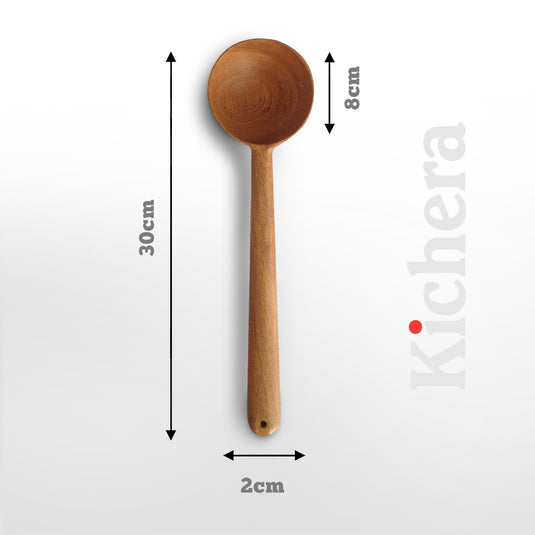 Kichera Neem Wood Compact Ladle, Spatula, Flip Dosa/Roti/Chapati | Kitchen Tools | No Harmful Polish | Naturally Non-Stick | Handmade (Set of 3)