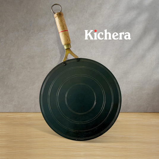 Kichera 100% Pure Iron Dosa Tawa with wooden Handle: Naturally Non-stick and Durable Cooking Tool