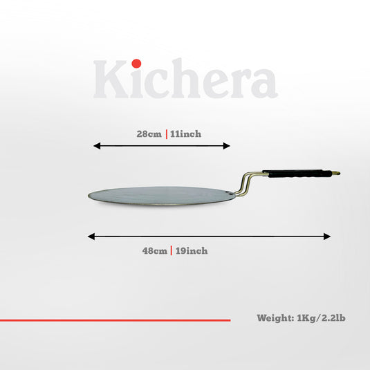 Kichera 100% Pure Iron Dosa Tawa with Stainless Steel Handle: Naturally Non-stick and Durable Cooking Tool