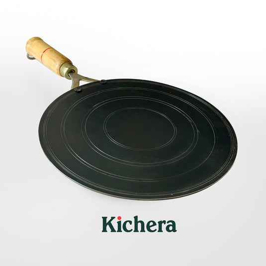 Kichera 100% Pure Iron Dosa Tawa with wooden Handle: Naturally Non-stick and Durable Cooking Tool