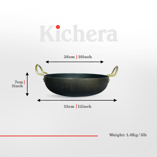 100% Pure Iron Kadai with Flat Base: Naturally Non-stick and Durable Cooking Tool