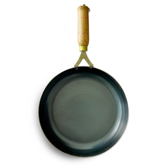 Kichera 100% Pure Iron Fry Pan with Wooden Handle: Naturally Non-stick and Durable Cooking Solution