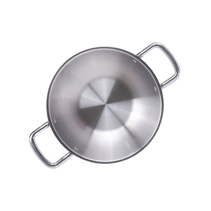 Onam Triply Combo – Triply Kadai (24cm with Lid), Triply Fry Pan (24cm) & Triply Sauce Pan (18cm with Lid) + Free Triply Thadka Pan