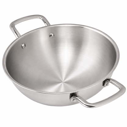 Onam Triply Combo – Triply Kadai (24cm with Lid), Triply Fry Pan (24cm) & Triply Sauce Pan (18cm with Lid) + Free Triply Thadka Pan