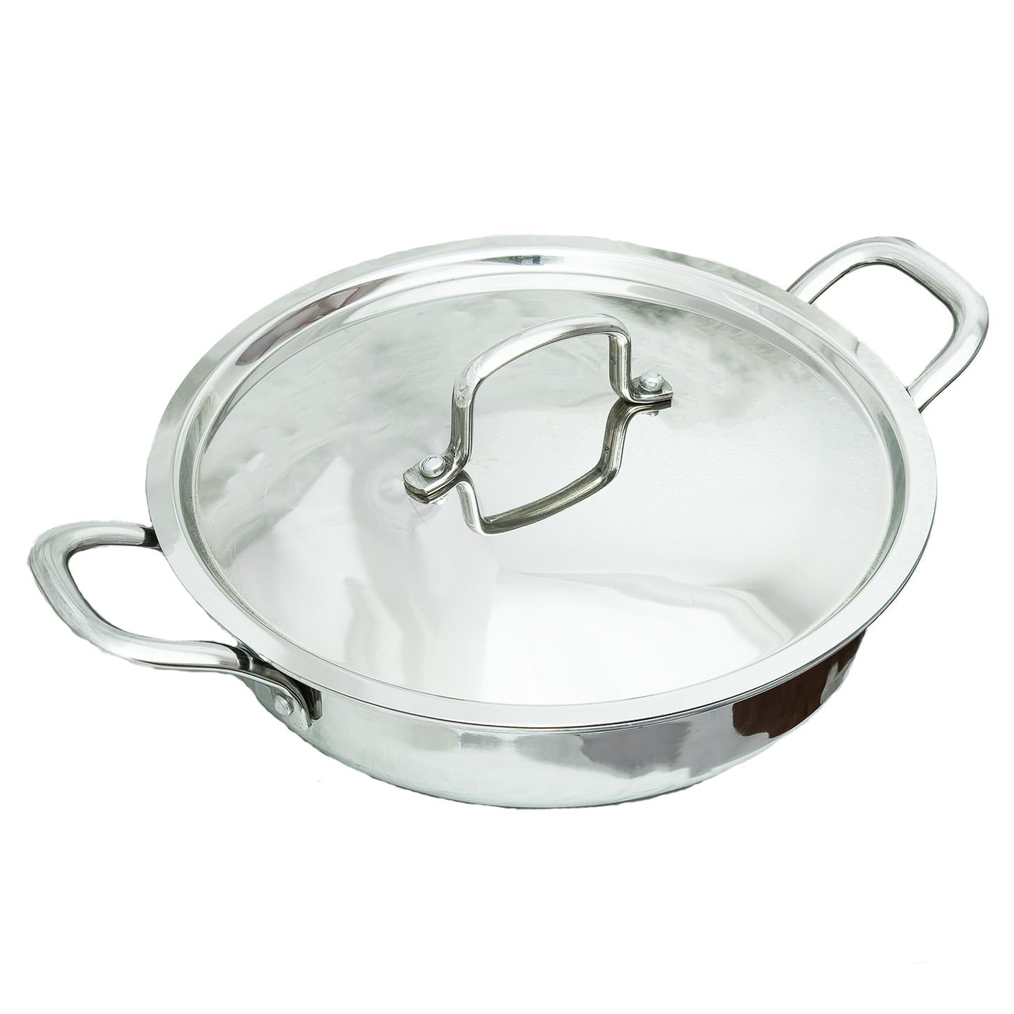 Kichera Triply Stainless Steel Fry Pan with  Lid | 26cm Cook & Serve Saute Pan / Kadai | 2.5mm Thick Induction Friendly | 100% Toxin-Free Cookware