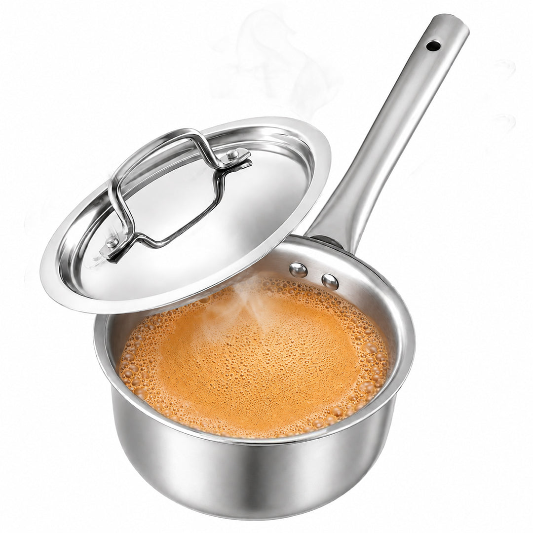 Onam Triply Combo – Triply Kadai (24cm with Lid), Triply Fry Pan (24cm) & Triply Sauce Pan (18cm with Lid) + Free Triply Thadka Pan