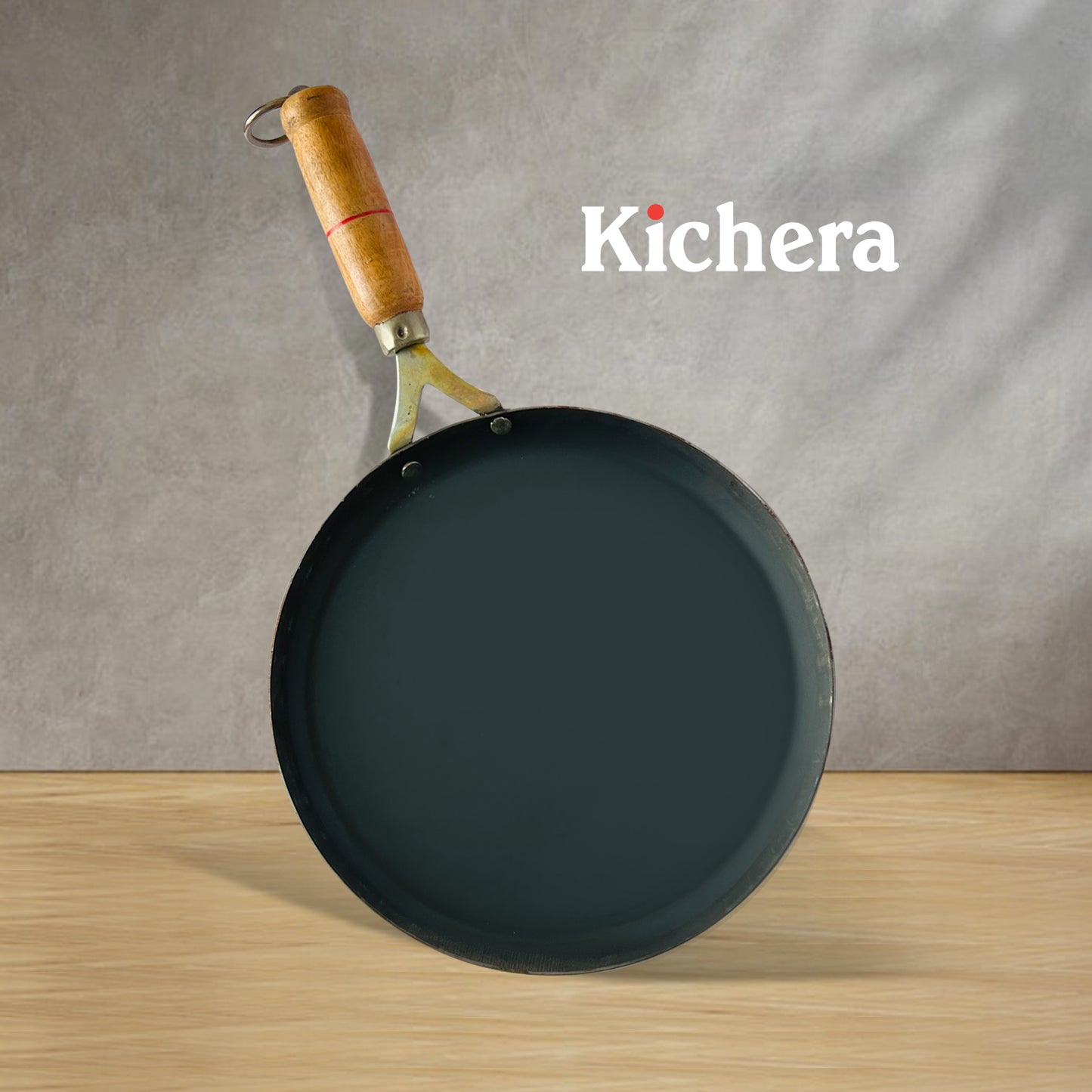 100% Pure Iron Tawa with Wooden Handle: Durable Cooking Tool