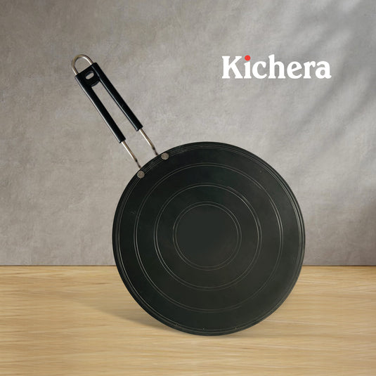 100% Pure Iron Concave Roti Tawa with Stainless Steel Handle: Naturally Non-stick and Durable Cooking Tool