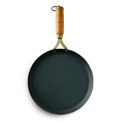100% Pure Iron Tawa with Wooden Handle: Durable Cooking Tool