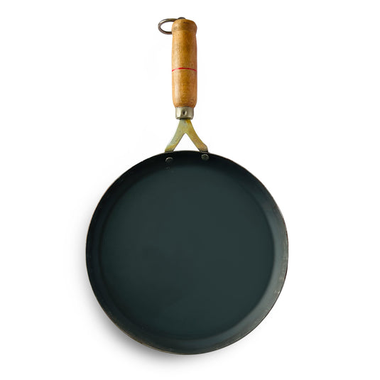 100% Pure Iron Tawa with Wooden Handle: Naturally Non-stick and Durable Cooking Tool