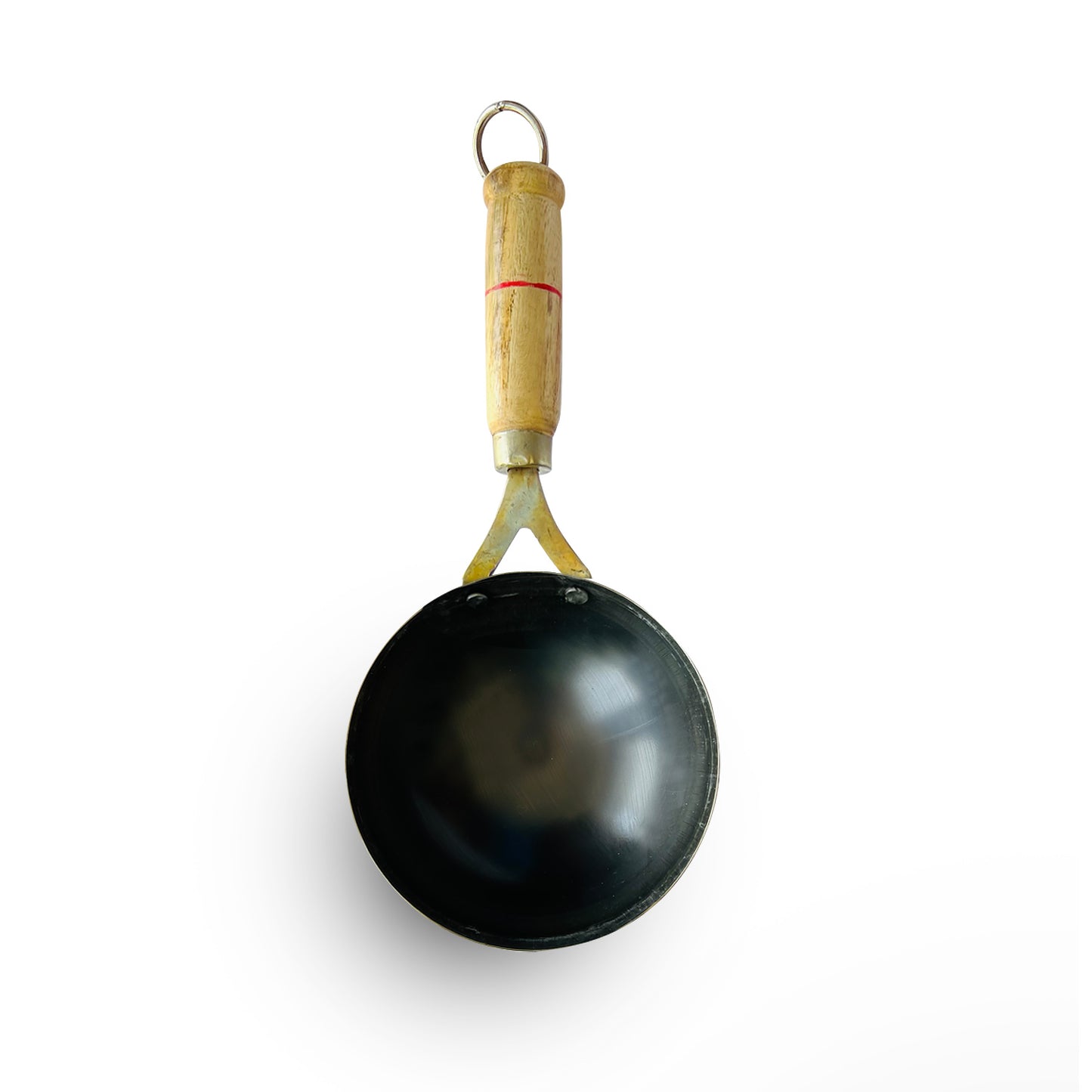 100% Pure Iron Tadka Pan with Wooden Handle: Durable Cooking Tool