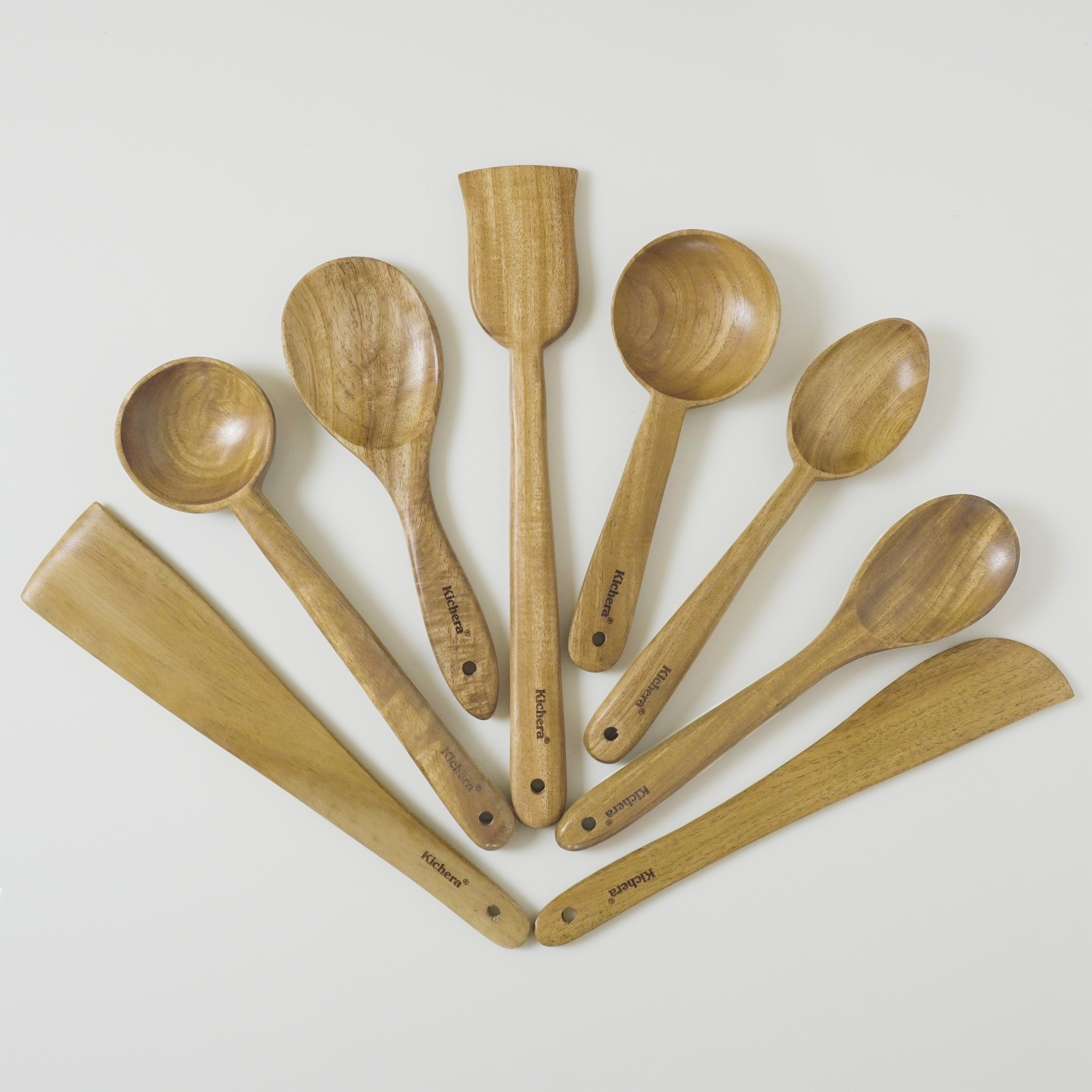 Kichera Natural Wooden Kitchen Utensil Set of 8