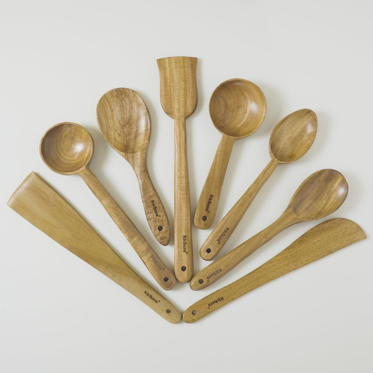 Kichera Natural Wooden Kitchen Utensil Set of 8